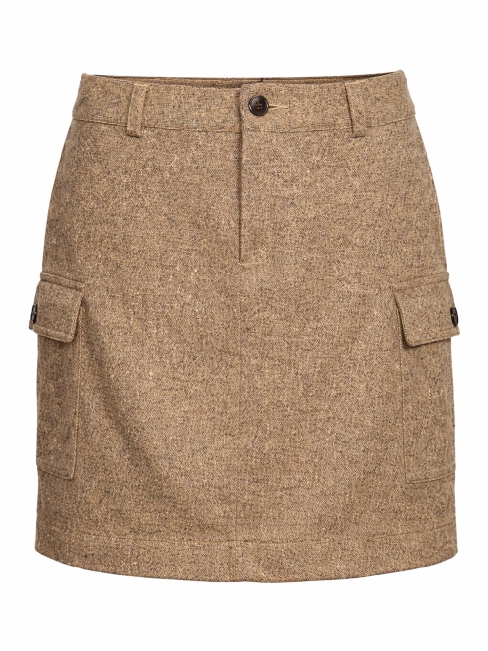 J.Crew Wool Mini Skirt Tan‎ Tweed Academia Preppy Cargo Pockets-Size 10